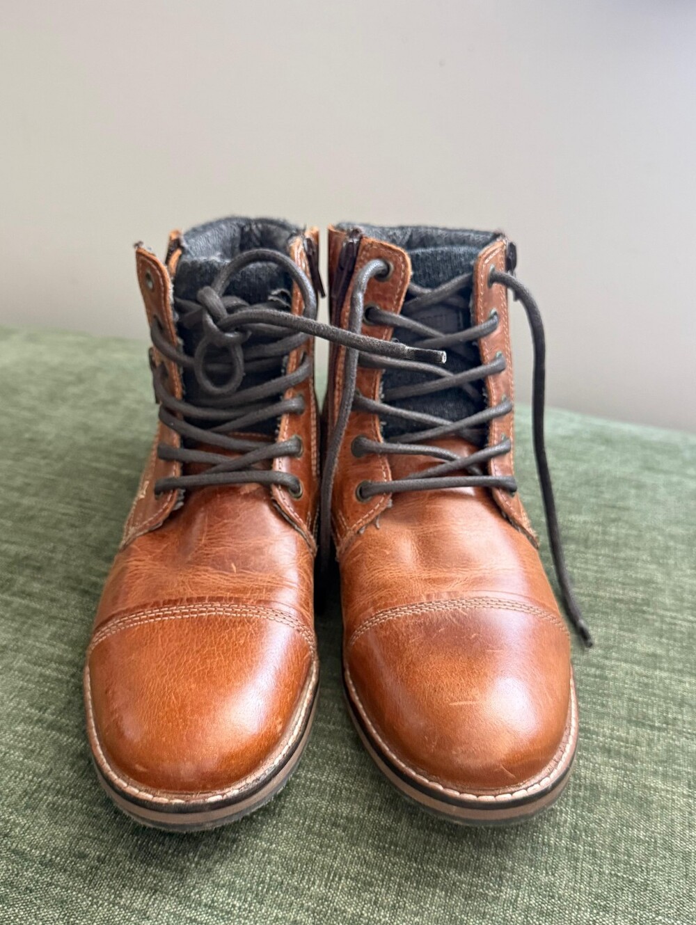 Steve Madden Men's Brown Leather Lace-Up Boots - Casual Work Style Size 9